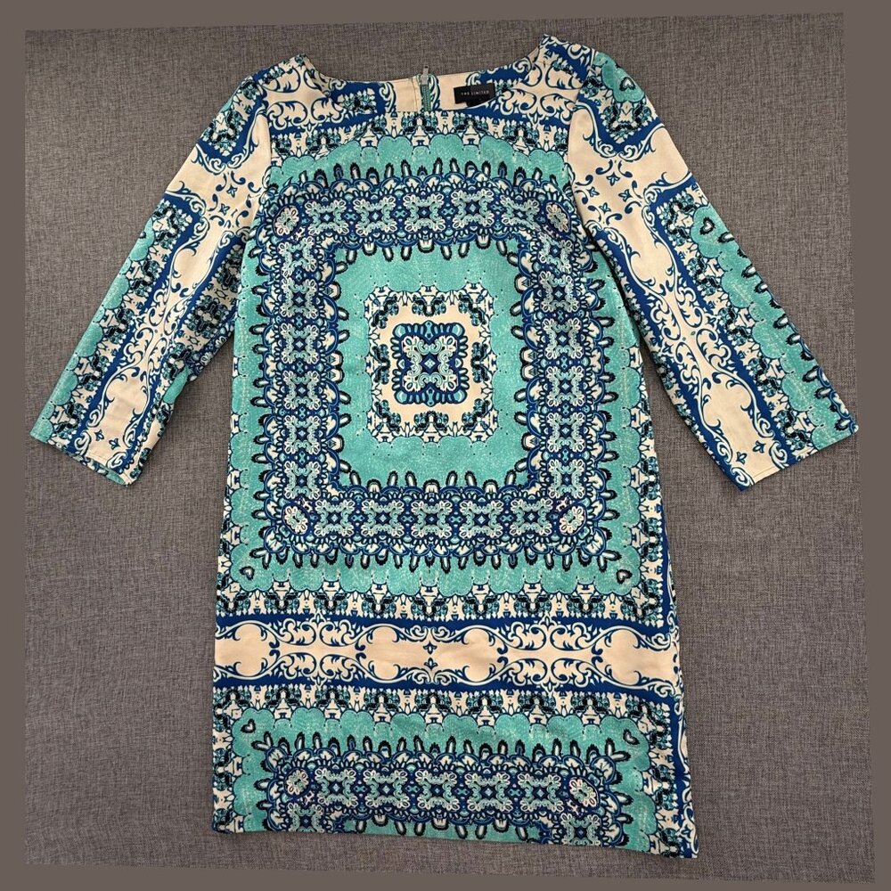 The Limited Shift Dress Medallion Print 3/4th Sleeves Small lined Zipper Closure